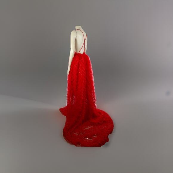 BRONX & BANCO Red Lace Maxi Dress Sleeveless Gown Size 2 Formal Evening - Picture 7 of 16